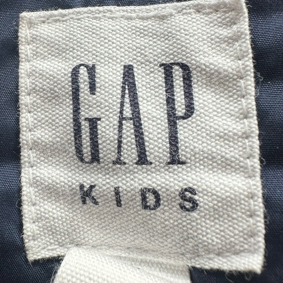 Gap Girls Navy Blue Floral Puffer Coat With  Fur Hood Size M - Picture 8 of 9